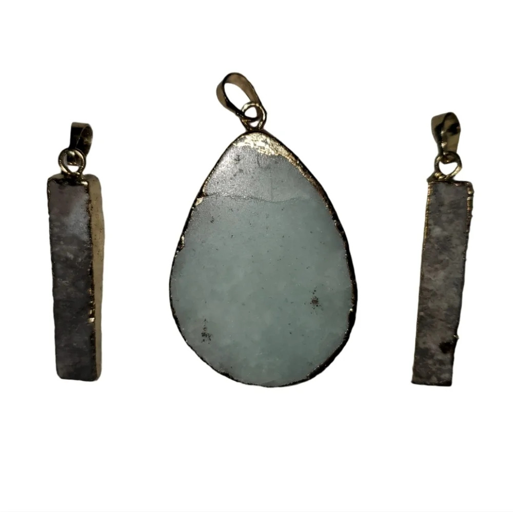 Gemstone Pendant Lot (3) Druzy Agate